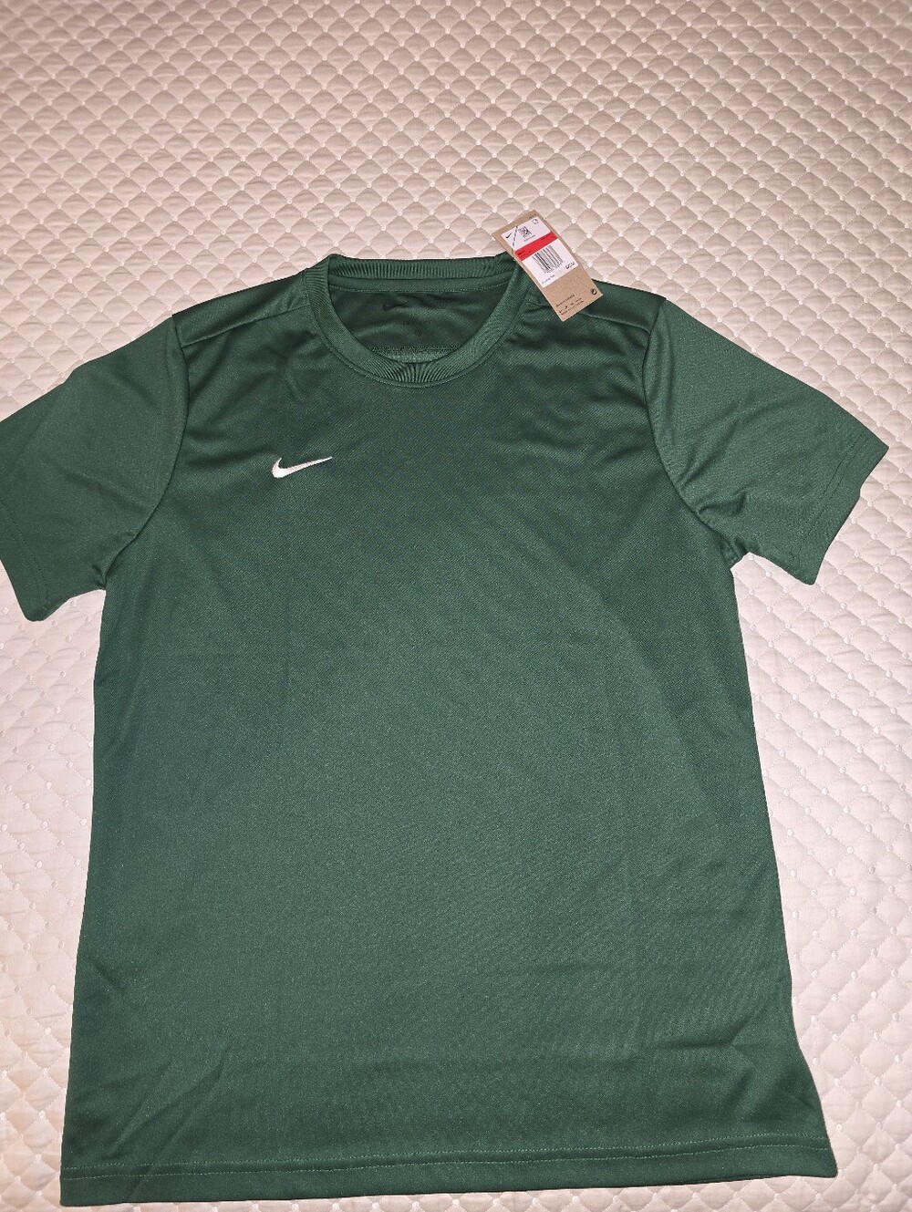 Lg-Nike Men’s Dark Green Short-Sleeve Dri-FIT Tee with White Swoosh (RARE COLOR)